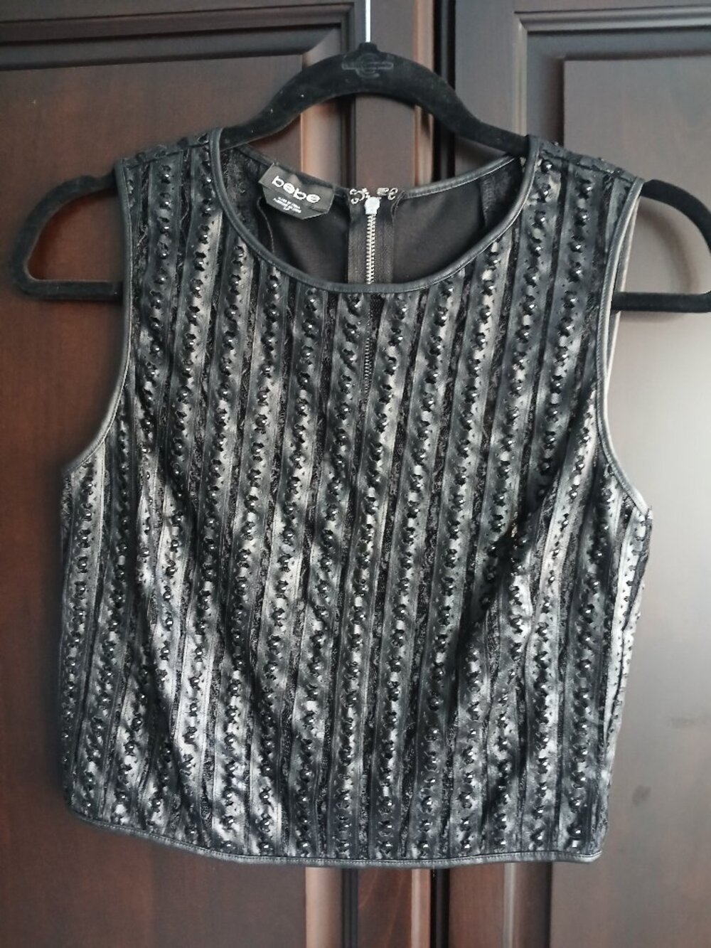 bebe Size S Black Cropped Tank Top